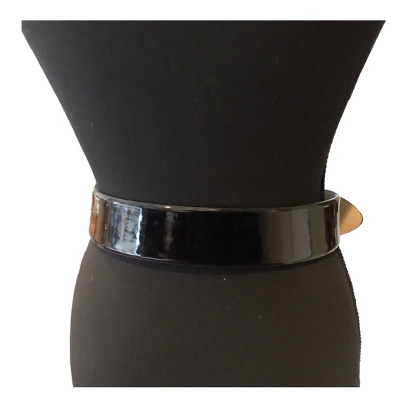 Another Line Inc Belt Women sz S Black Patent Leather Metal Buckle 2” Wide NWOT - Picture 5 of 13